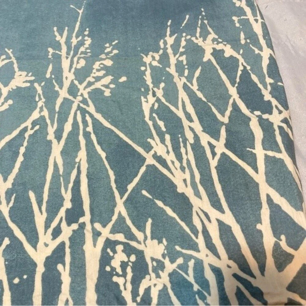 West Elm Forest Abstract Teal White Cream Pillowcase Sham King